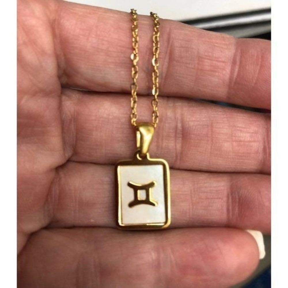 Zodiac Necklace SS 18K Gold Plated Shell Constellation Pendant